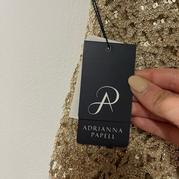 Adrianna Papell Cream Sequin Sheath Dress with Flutter Cap Sleeves - Picture 5 of 6